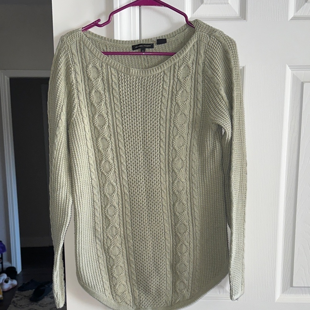 Jeanne Pierre Sage Cable Knit Sweater